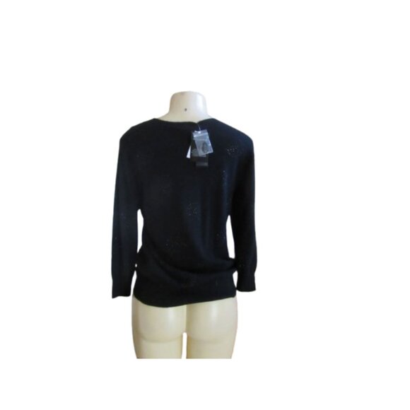 NWT Peck & Peck Black Cashmere Sweater w Embellished Design Size L - Picture 5 of 7